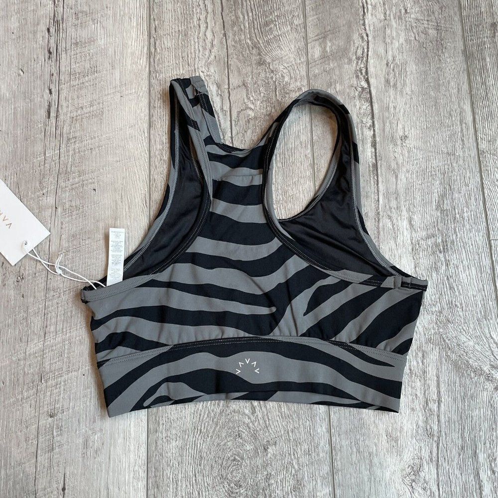Varley Sports Bra Womens Small Gray Berkeley High Impact Racerback Zebra Print - Picture 3 of 4
